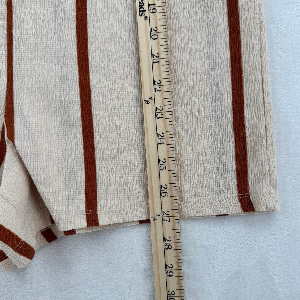 Zara Trafaluc Striped Tie Back Romper Cream Rust Brown Sleeveless Small - Picture 4 of 6